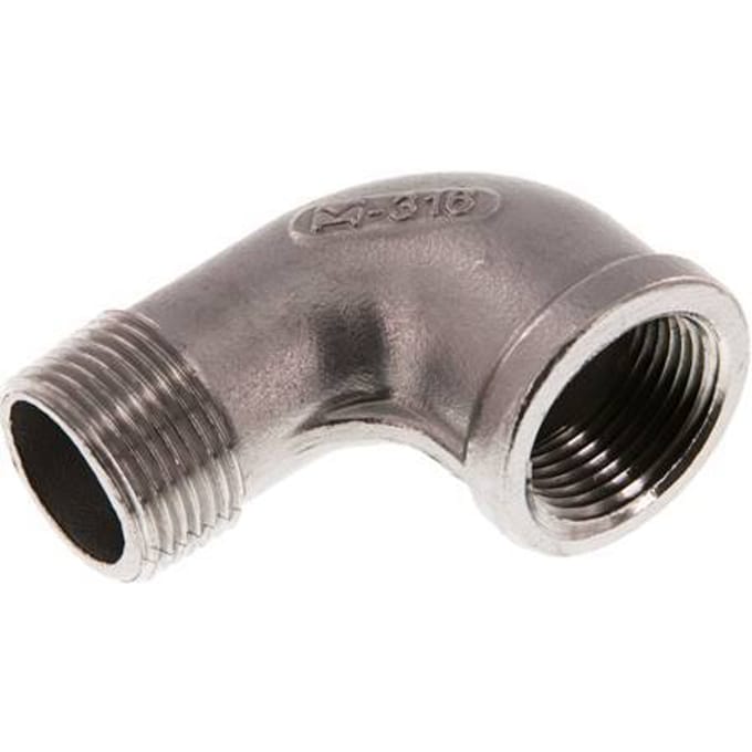 3/4'' NPT x 3/4'' NPT F/M RVS L-Fitting 90graden 16 Bar