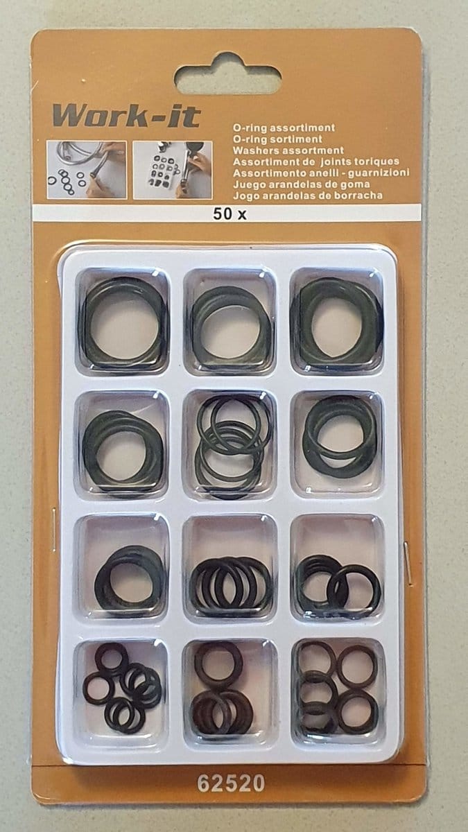 O-ring assortiment 50-delig - in 12 meest voorkomende maten.