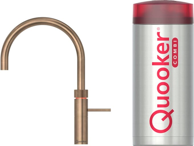 Quooker Fusion Round Messing Patina met Combi Boiler