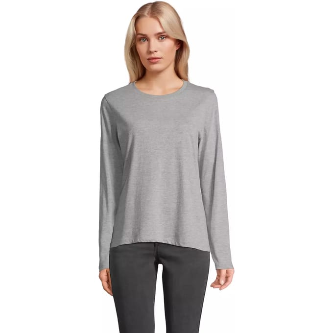 SOL'S Women´s Monarch Long Sleeve T-Shirt L04443 - Grey Melange - 3XL