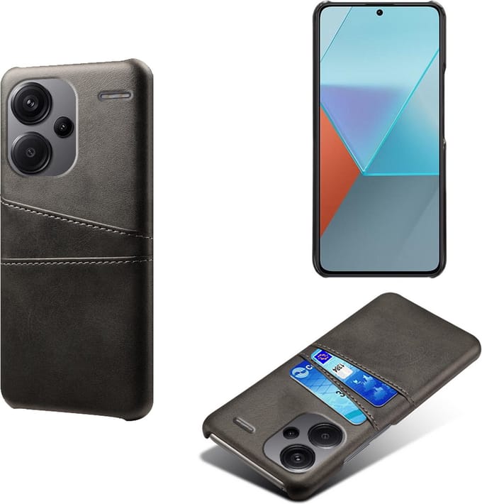 Backcover met Opbergvakjes + PMMA Screenprotector voor Xiaomi Redmi Note 13 Pro+ 5G _ Zwart
