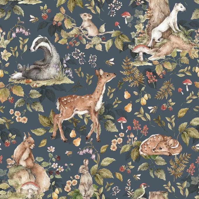 Baby behang Dekornik Cute Forest Animals Dark