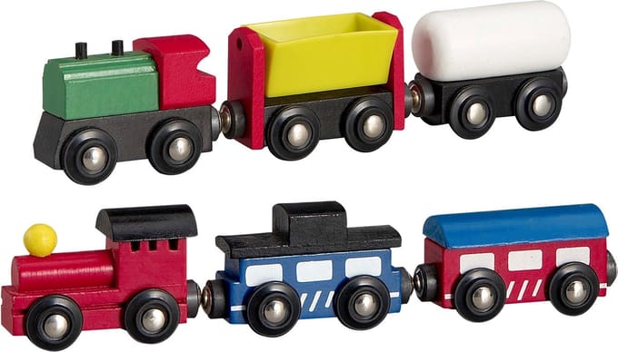 2 stuks Houten Trein 3-delig voor treinbaan