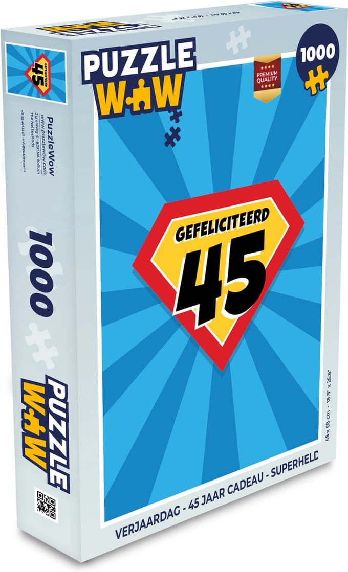 Puzzel Verjaardag - 45 jaar cadeau - Superheld - Legpuzzel - Puzzel 1000 stukjes volwassenen
