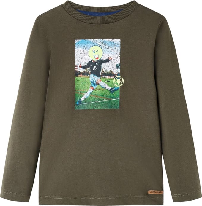 vidaXL - Kindershirt - met - lange - mouwen - 104 - kakikleurig