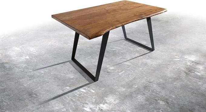 Eettafel Edge acacia natuur 140x90 metaal schuin Live-Edge