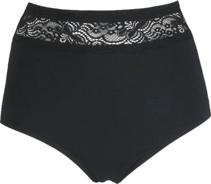 J&C dames tailleslip met kant - microfiber - Kanten vrouwen onderbroek - Elastisch - Zwart / L