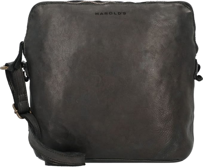 HAROLD'S Leren Schoudertas Submarine Postbag Upend Black Zwart