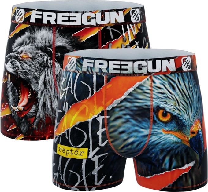 Freegun heren boxershorts microvezel - 2-pack - maat M - Arend/leeuw
