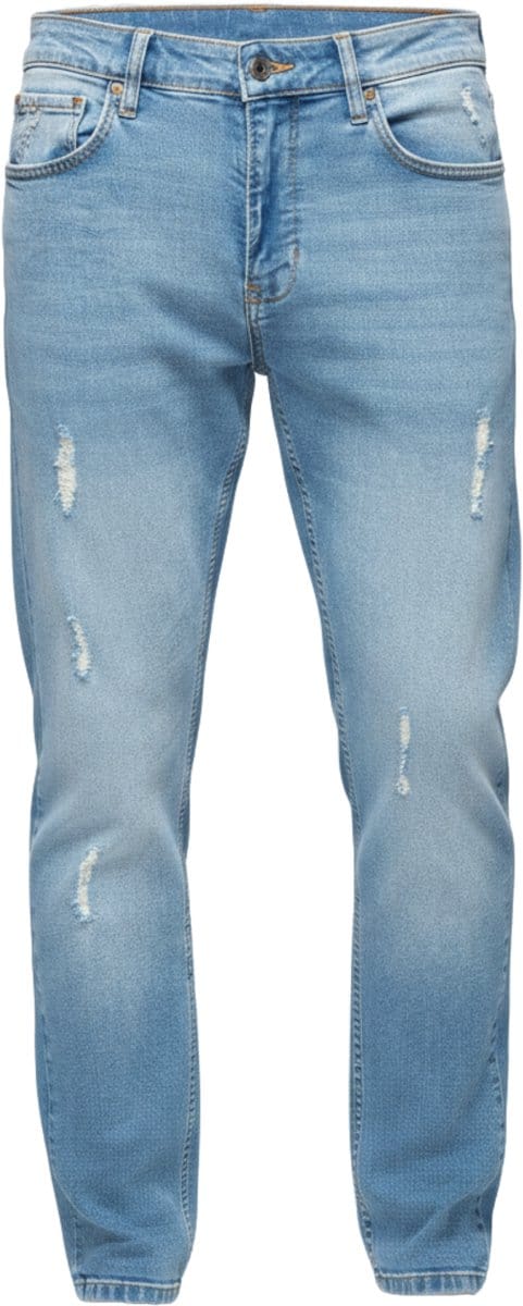 OMBRE Broek - Slim Fit - Katoen - Rits Indigo M