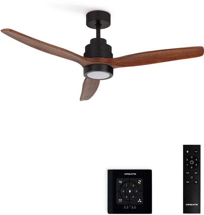 CREATE - Stille plafondventilator van 40 W met technische ABS-bladen, verkrijgbaar in verschillende maten - M - Met licht - Controller voor wandmontage - WIND STYLANCE