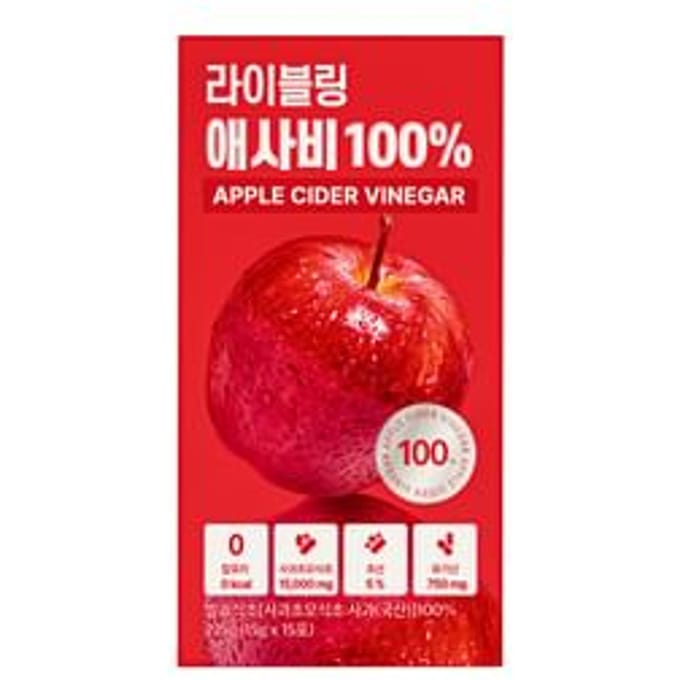 LIVELING Apple Cider Vinegar 100% 15g x 15 sticks