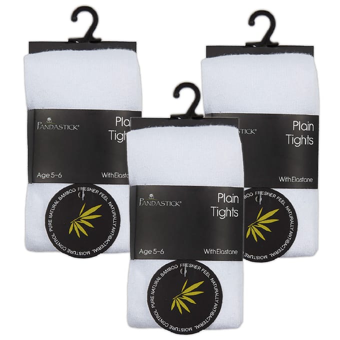 Sock Snob - 3 Paar Meisjes Bamboe Panty's Multipack | Effen Panty's voor School - Wit