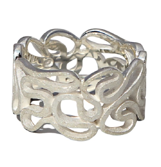 Schitterende Zilveren Brede Ring Lint 19.00 mm. (maat 60) model 9 Carmen