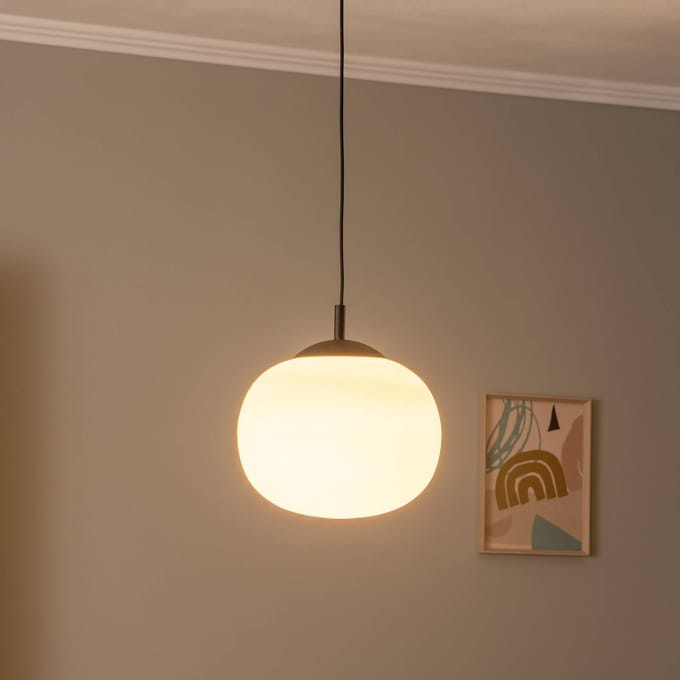 TK Lighting Vibe hanglamp, opaalwit glas, Ø 30 cm