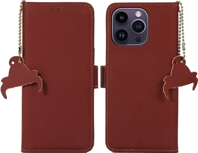 Cityhoesje-iPhone 15 Pro - Leather - Book case - Rood