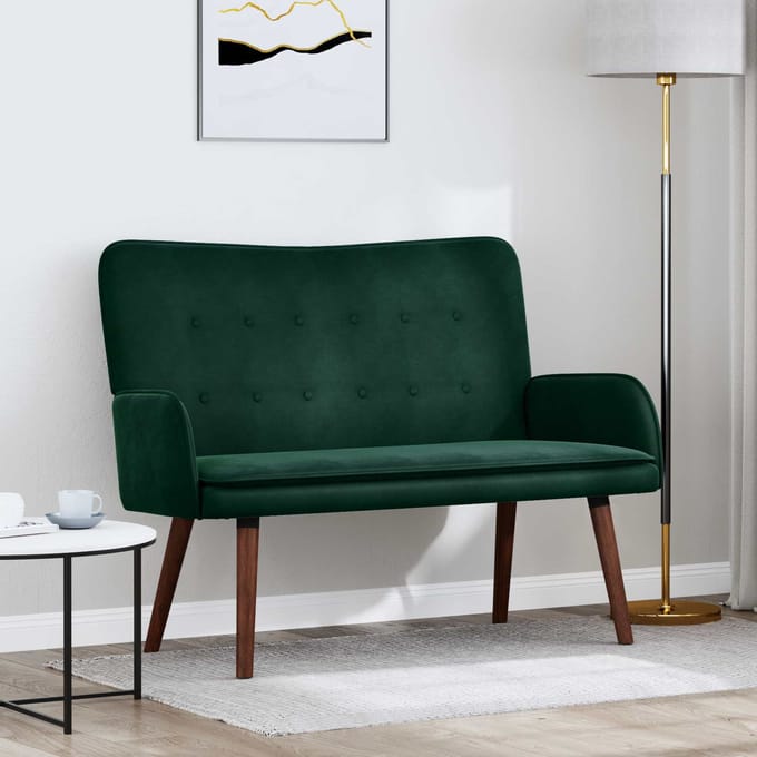 vidaXL - 2-Zits - Sofa - Donkergroen - 115 - x - 61 - x - 87 - cm - fluweel