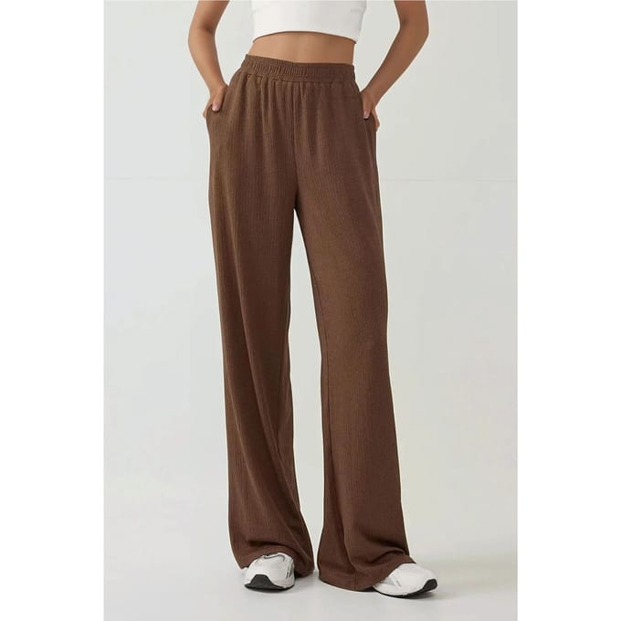 Brede Leg Textuur Gebreide Broek