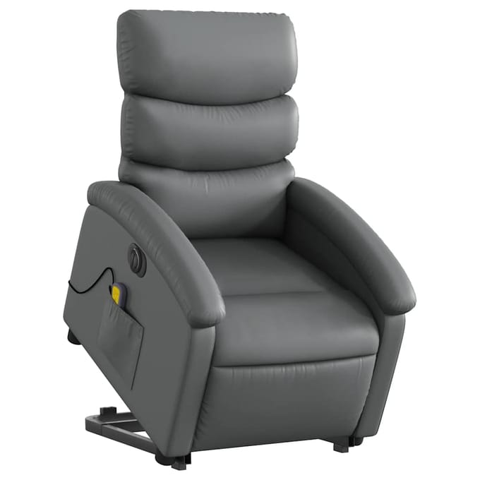 vidaXL - Sta-op-massagestoel - elektrisch - kunstleer - grijs