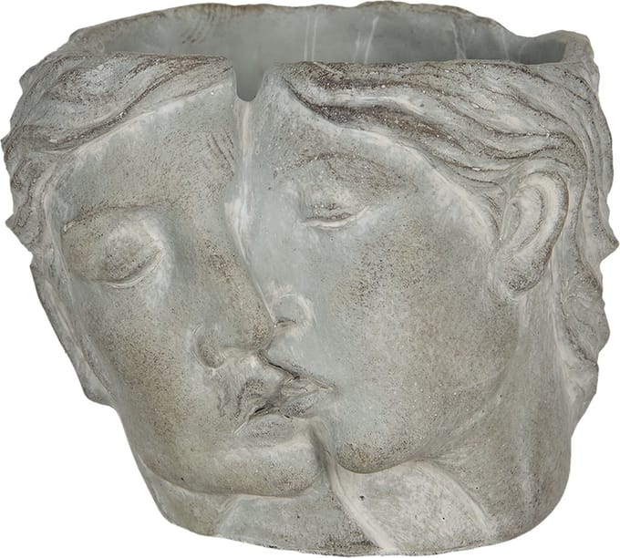 Bloempot voor Binnen – Grijs – Rustieke Pot – 16x14x13 cm – Steen – Vrouwenmotief