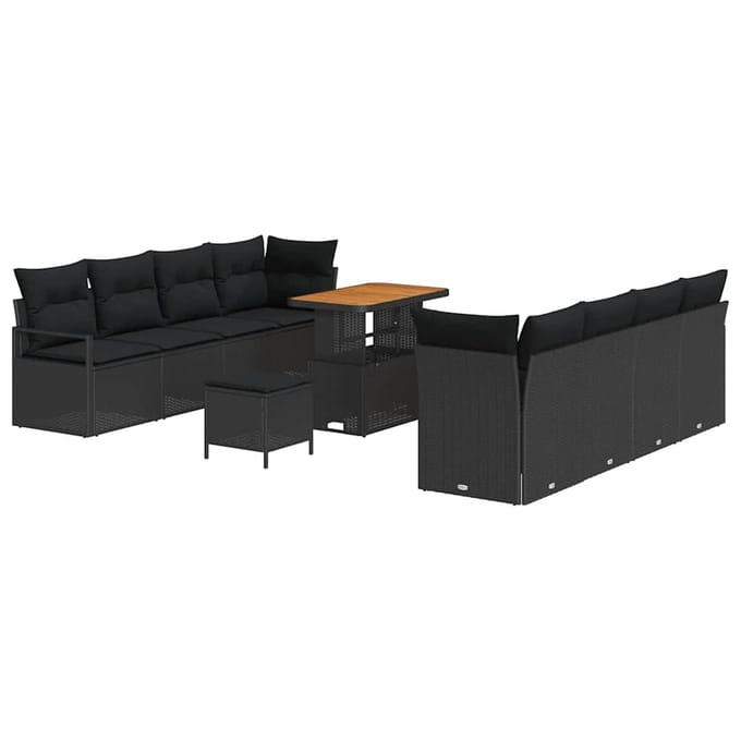 vidaXL Tuin Sofa Set 11 st 10-zits Zwart