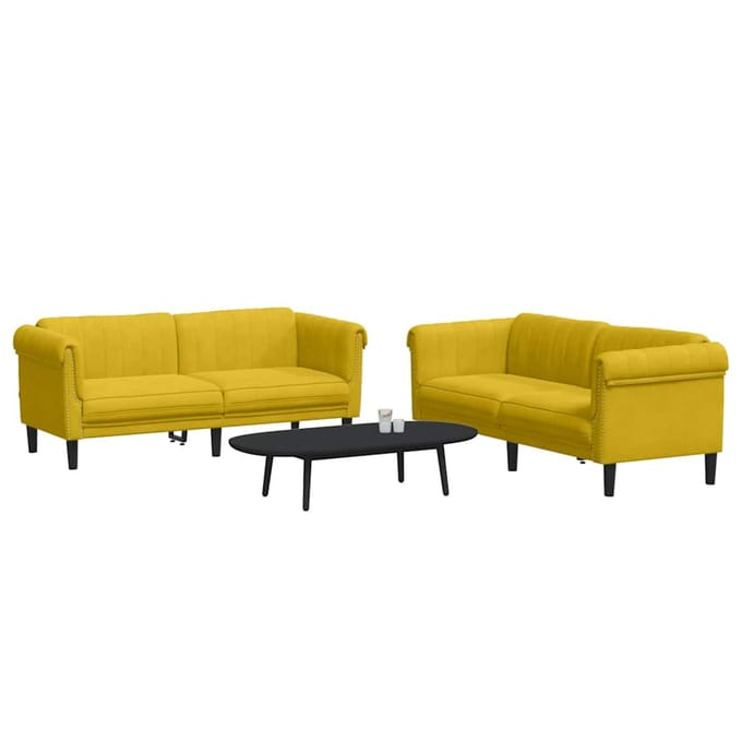 vidaXL - 2-delige - Loungeset - fluweel - geel