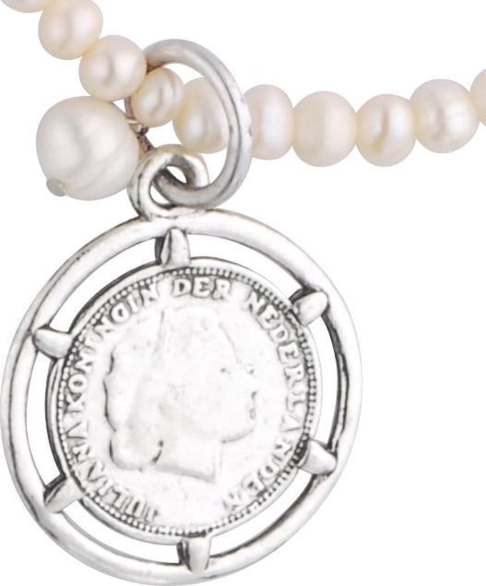 Behave - Lange parelketting - Munt hanger - Klassieke look dames