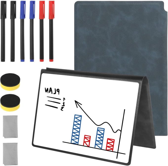Compacte A5 Mini Whiteboards - Herbruikbare en Afwasbare Whiteboards met Stiften, Doek en Gum voor Kantoor, School en Thuis - Set van 2