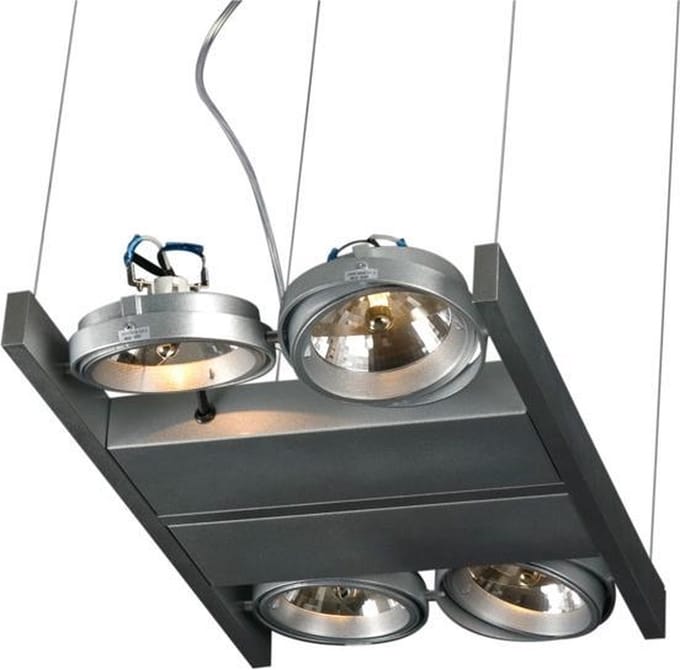 Hanglamp LED Cool 4Xar111 Alu Zilver Rechth.