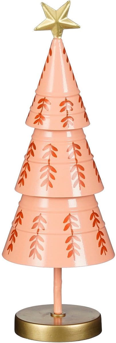 Mica Decorations Decoratie kerstboom roze - h40xd13cm