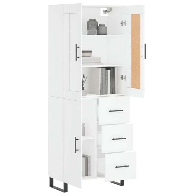vidaXL - Hoge - kast - 69,5x34x180 - cm - bewerkt - hout - wit