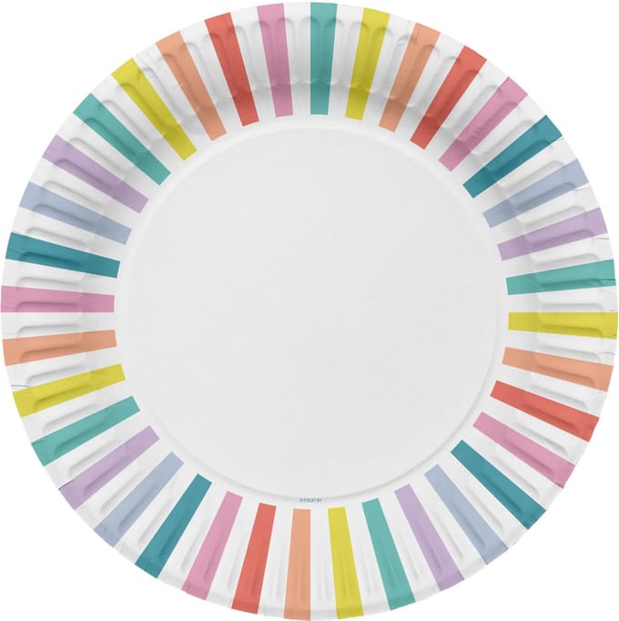 Folat - Borden (papier) - Strepen Pastel 23 cm - 8 stuks