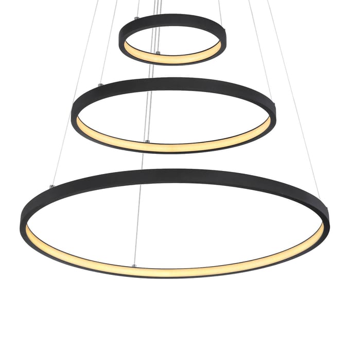 Moderne hanglamp met drie LED ringen | Ø 51CM | Zwart | Woonkamer | Eetkamer