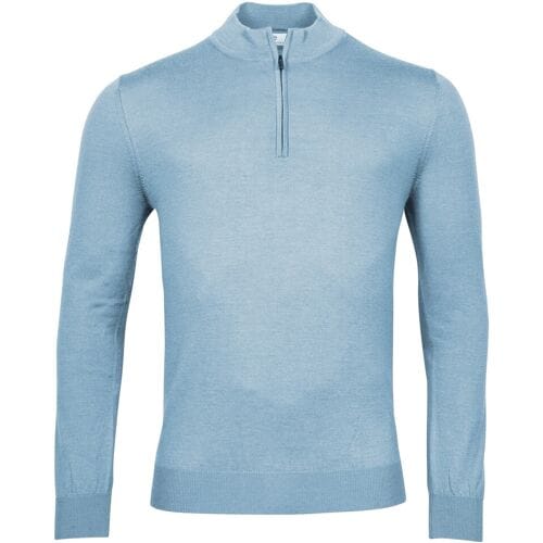 Thomas Maine Trui Merino Half Zip Single Knit Licht Blauw / male