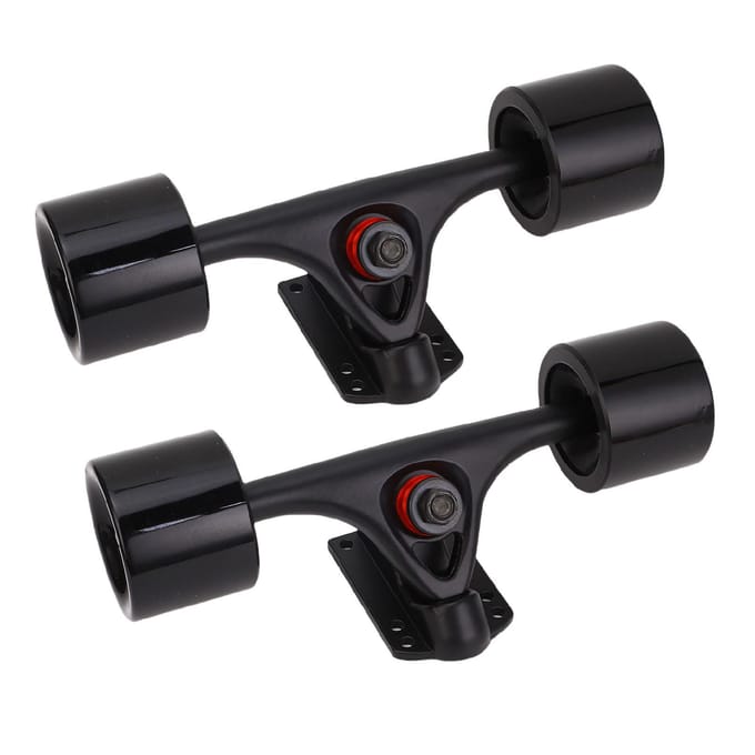 2 stuks 7 inch Skateboard Trucks met Wielen 65x51mm Longboard Trucks Wielen Combo Set Aluminiumlegering black