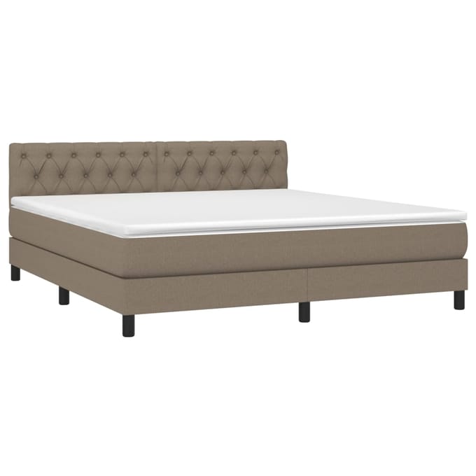 vidaXL - Boxspring - met - matras - en - LED - stof - taupe - 160x200 - cm