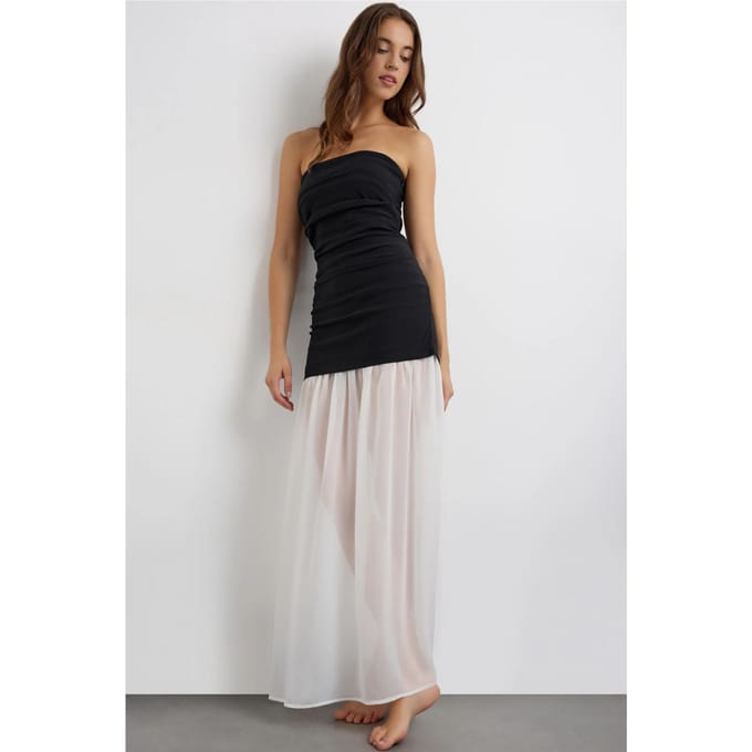 Bandeau Zwart en Wit Jurk