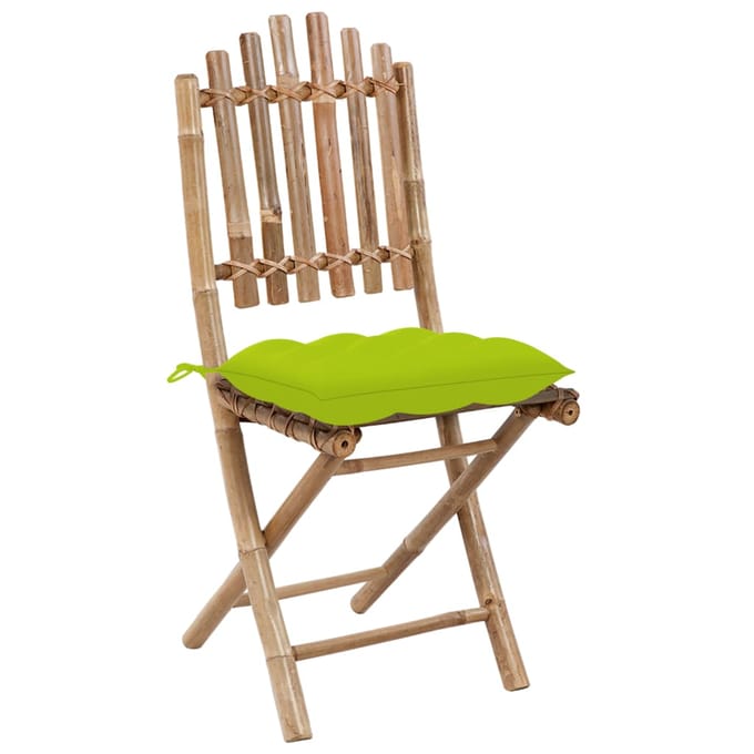 vidaXL - Opklapbare - stoelen - (2 - stuks) - met - kussens, - bamboe