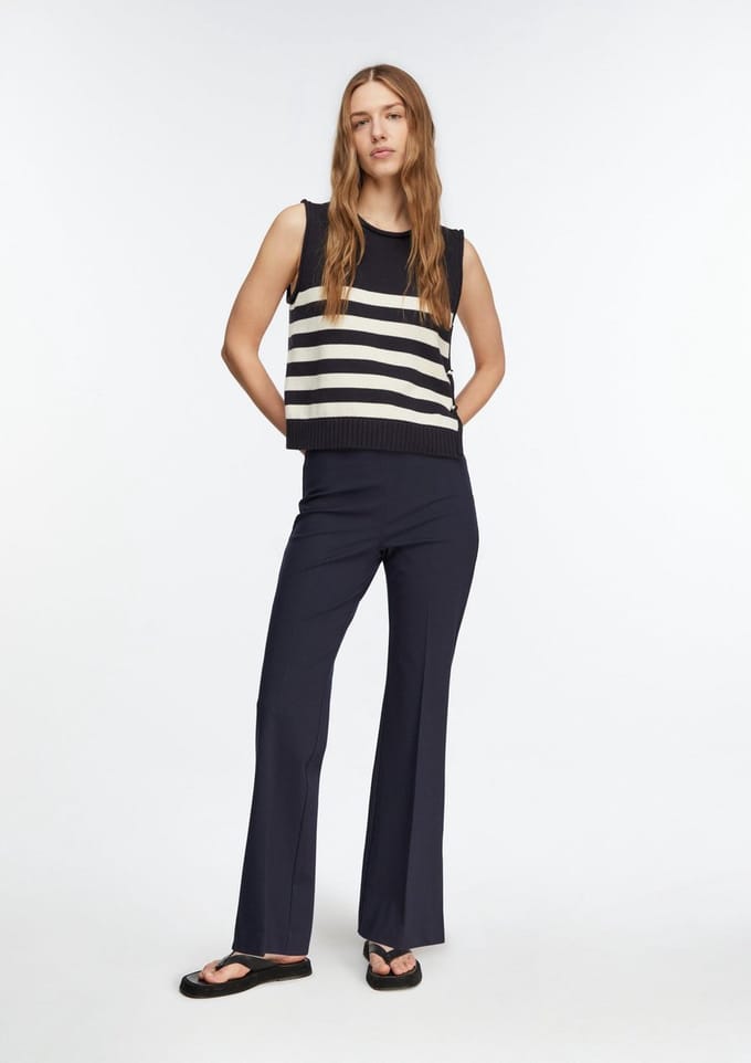comma - female - Jersey broek met uitlopende pijpen en split opzij