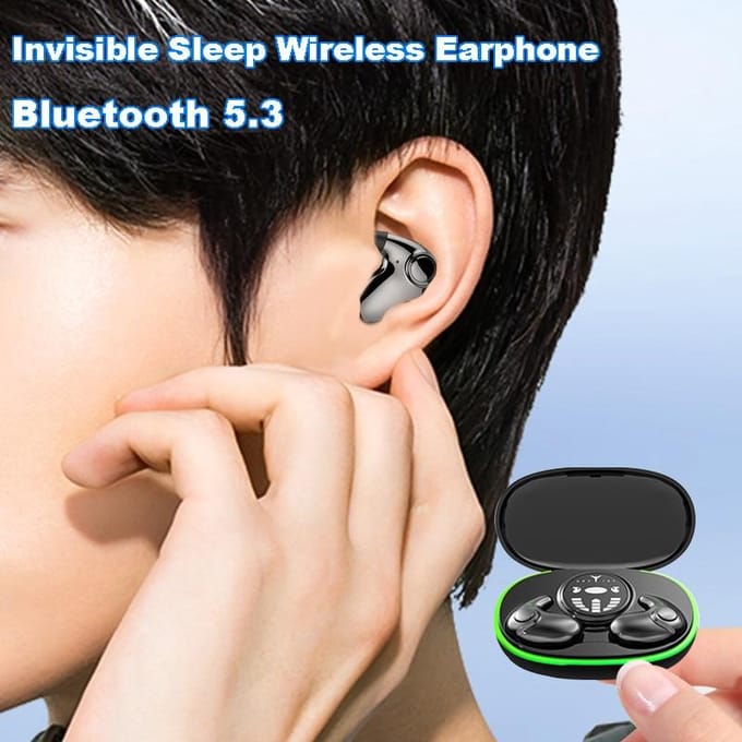 Écouteurs de sommeil invisibles sans fil Bluetooth 5.3, écouteurs étanches à réduction de bruit, casques à commande tactile TWS avec micro kaki