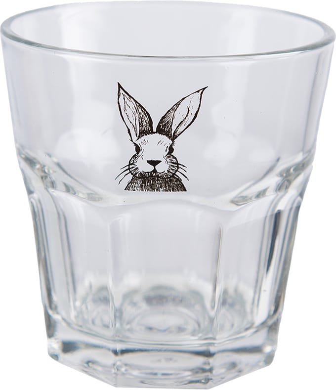 Clayre & Eef Waterglas 200 ml Transparant Glas Konijn
