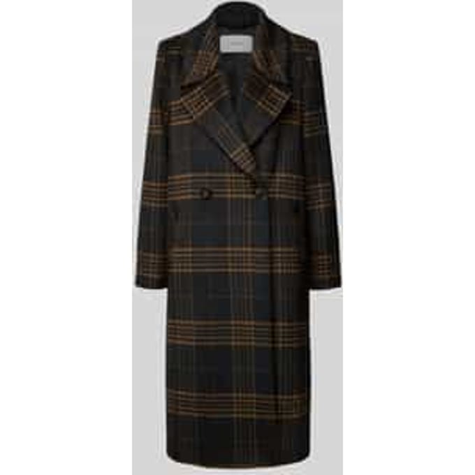 Maxi Blazer Mantel in Gemêleerd Wol met Prince de Galles Motief Dames COMMA