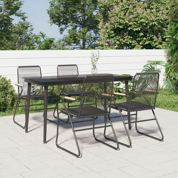 vidaXL - 5-delige - Tuinset - PVC-rattan - zwart