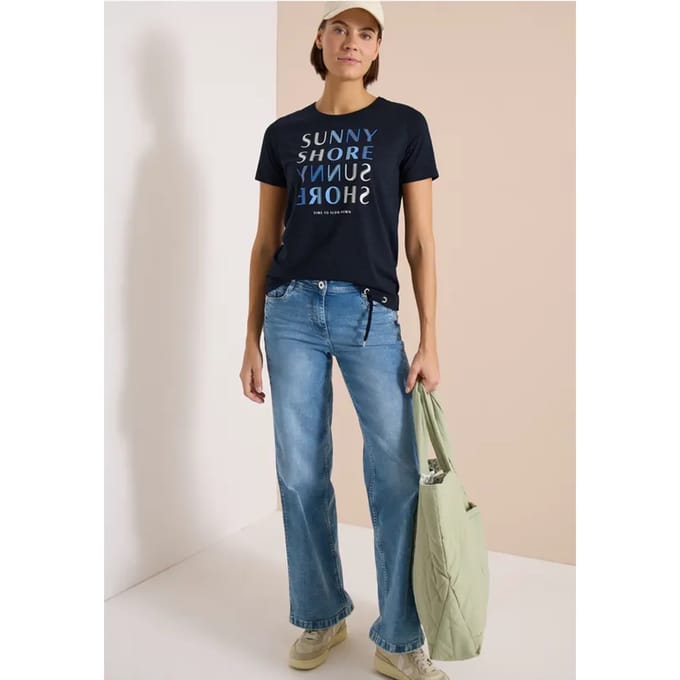 Shirt met korte mouwen en burn-out look