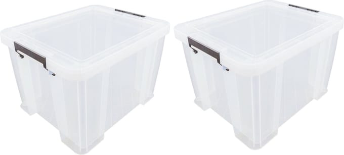 Whitefurze - 2x - Opbergbox - 36 liter - Transparant - 47 x 38 x 31 cm