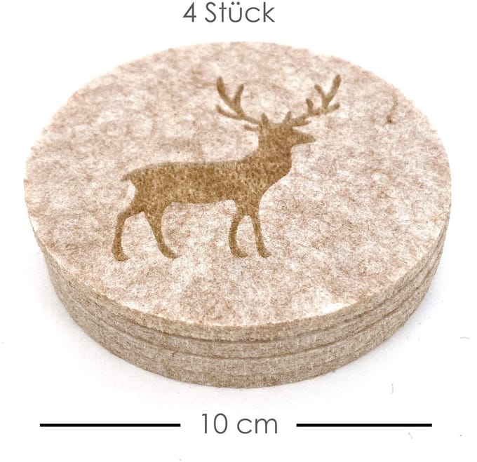 Dailygoods - Vilten Onderzetters - Afwasbaar, Rond, 10 cm, Set van 4