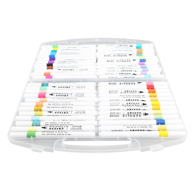 48 Kleuren Acrylverf Markerpennen Sneldrogende Waterdichte Verfmarkers voor Hout Canvas Steen white