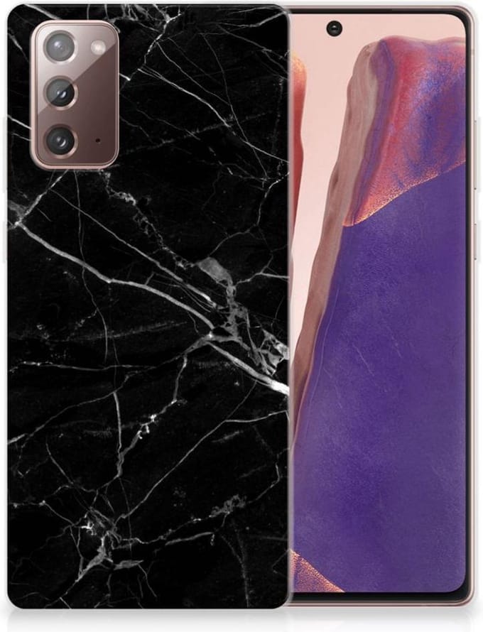 DrPhone Samsung Note 20 - TPU Siliconen Hoesje - Marmer Zwart