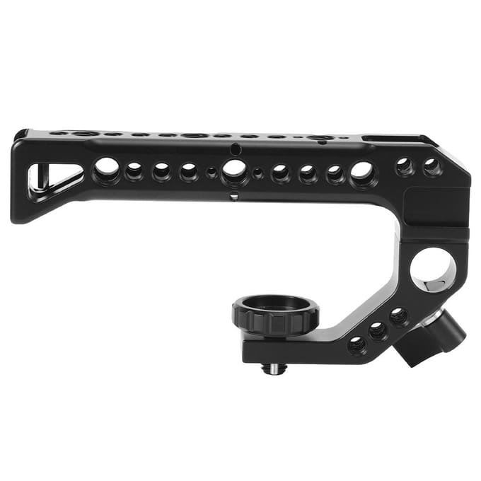 Universele Camera Hefhandgreep Aluminiumlegering met 4 Cold Shoe Mount 14 38 Inch Schroefgat black