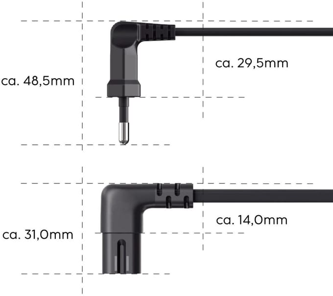 Hama Stroomsnoer met 90°stekker 5m zwart
